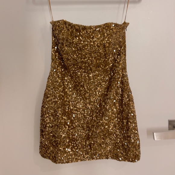Retrofête Heather Sequin Dress in Amber Brown (Small) - Picture 5 of 6